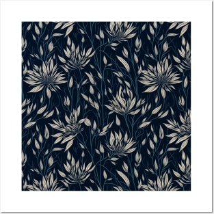 Seamless floral pattern with flowers and leaves Posters and Art